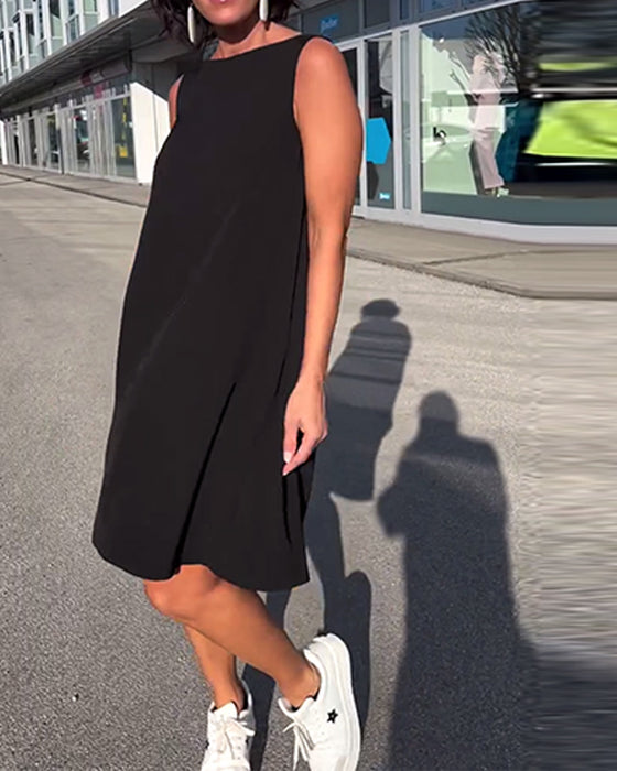 Sukienka Bez Rękawów Jednolita Shift