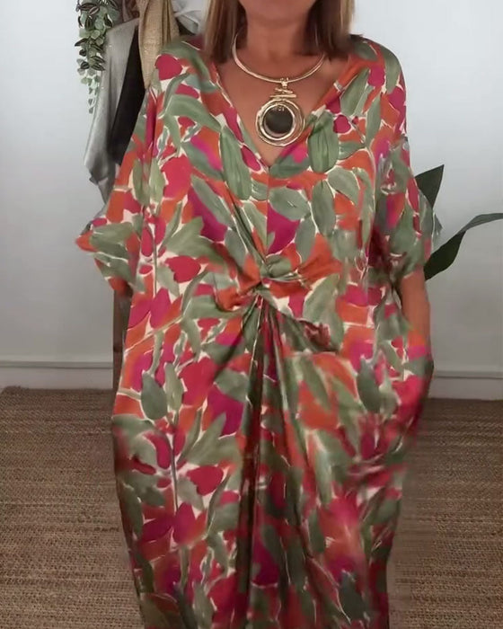 Sukienka Z Dekoltem W Serek I Skręcanym Wzorem