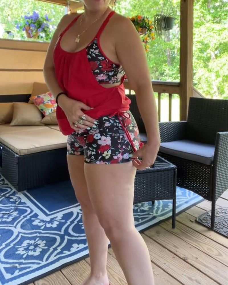 Strój Kąpielowy Drukowany Suspenders Boxer