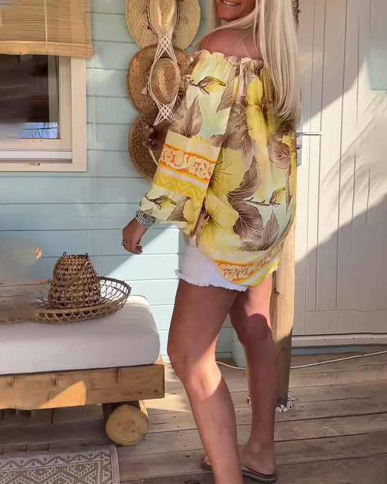 Bluzka Off-Shoulder Resortowy Print