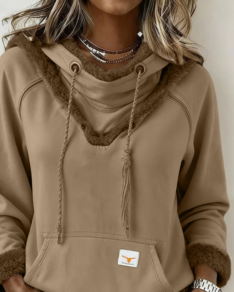 Długorękawowa Bluza Z Detalami Patchwork I Kieszenią