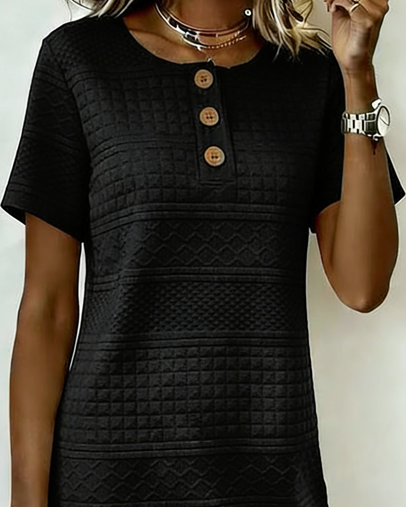 Sukienka Trzy Guzik Jacquard Prosta