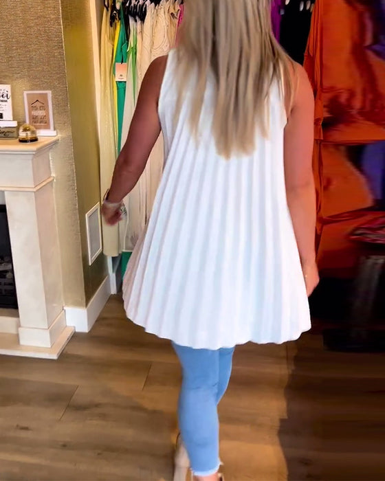 Bluzka bez rękawów z falbankami