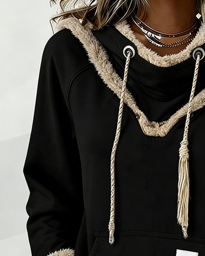 Długorękawowa Bluza Z Detalami Patchwork I Kieszenią