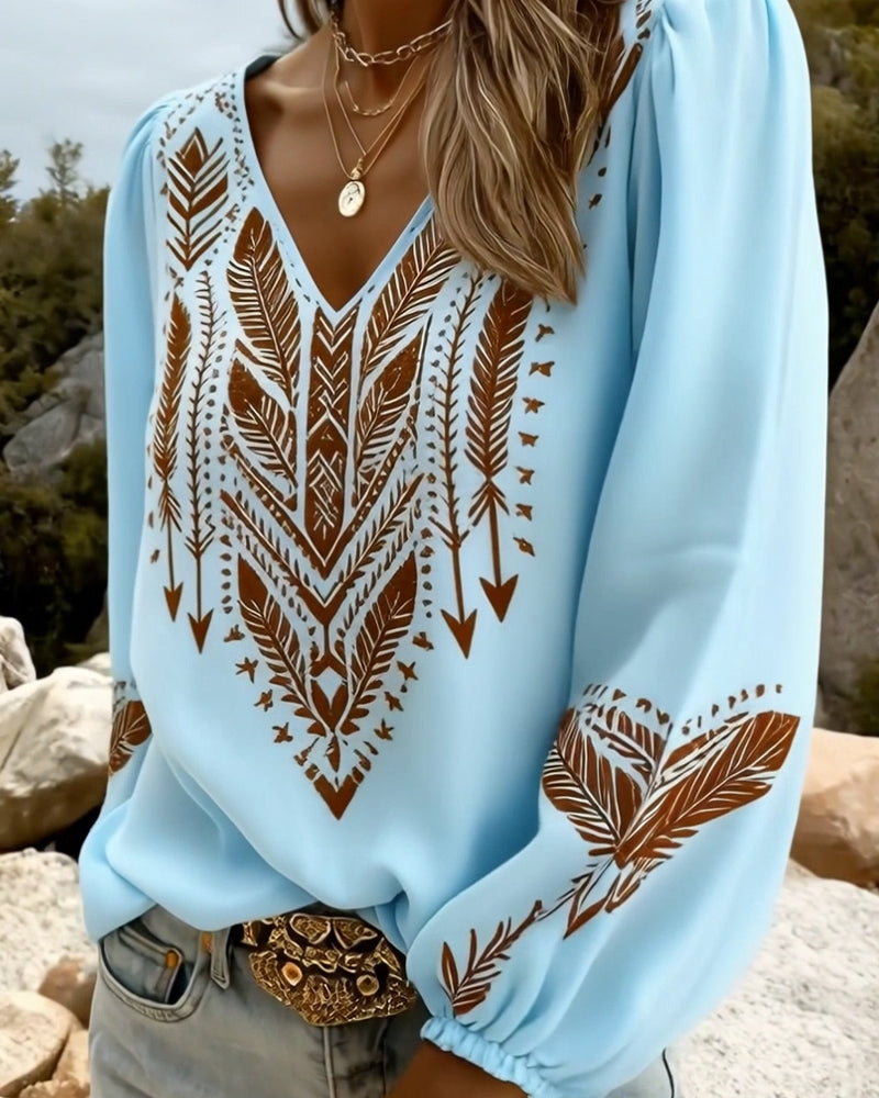 Bluzka Buffany Rękaw Dekolt V Luźny Fason