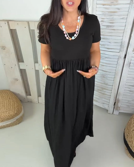 Sukienka Elegancka Gładki Kolor A-Linia