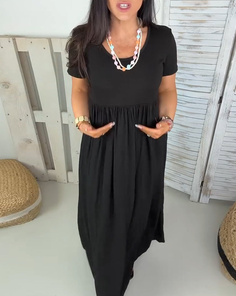 Sukienka Elegancka Gładki Kolor A-Linia