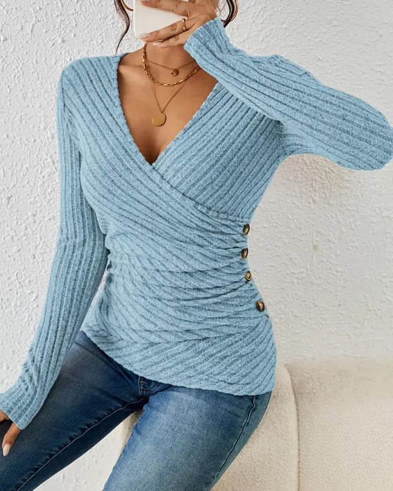 Top Dekolt W V Slim Fit