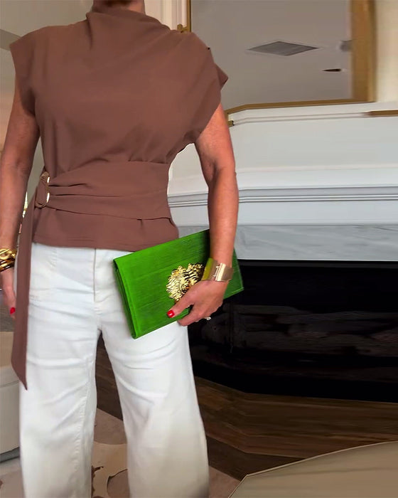 Dopasowana Bluzka w Jednym Kolorze