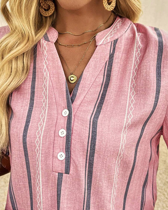 Bluzka Dekolt V Codzienna W Paski