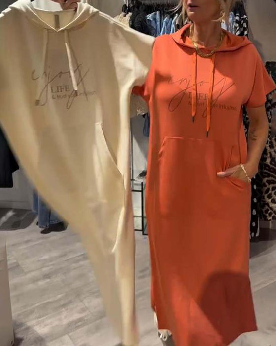 Sukienka Z Kapturem Casual Sznurek