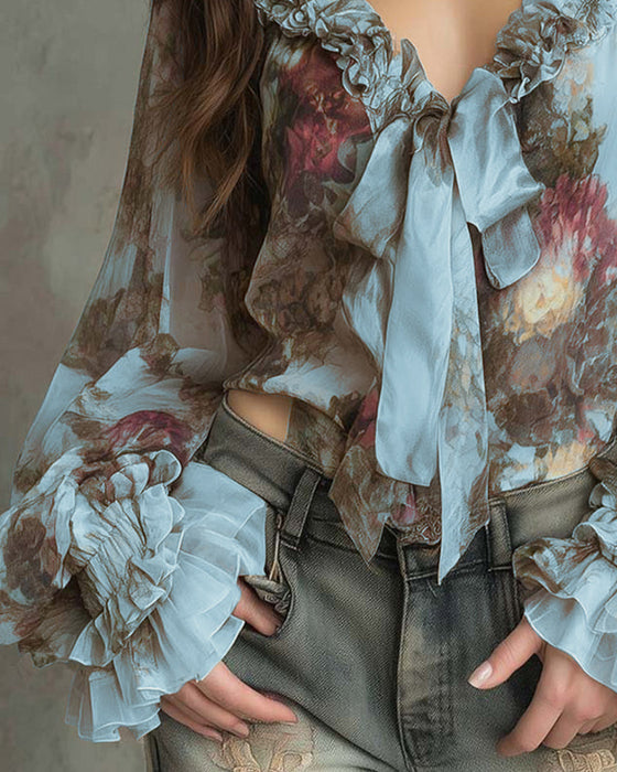 Bluzka Nadruk z Lotosu Elegancka