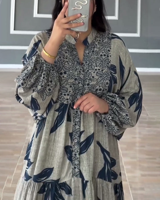 Sukienka casualowa z nadrukiem, długi rękaw