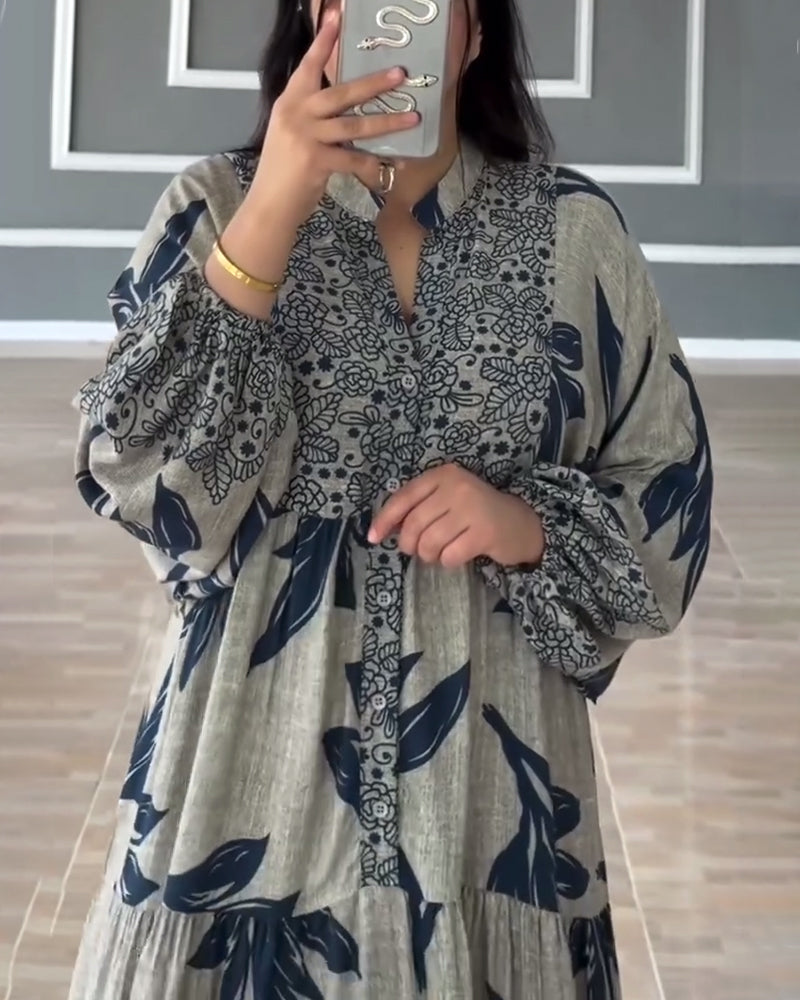 Sukienka casualowa z nadrukiem, długi rękaw