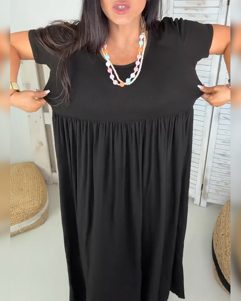 Sukienka Elegancka Gładki Kolor A-Linia