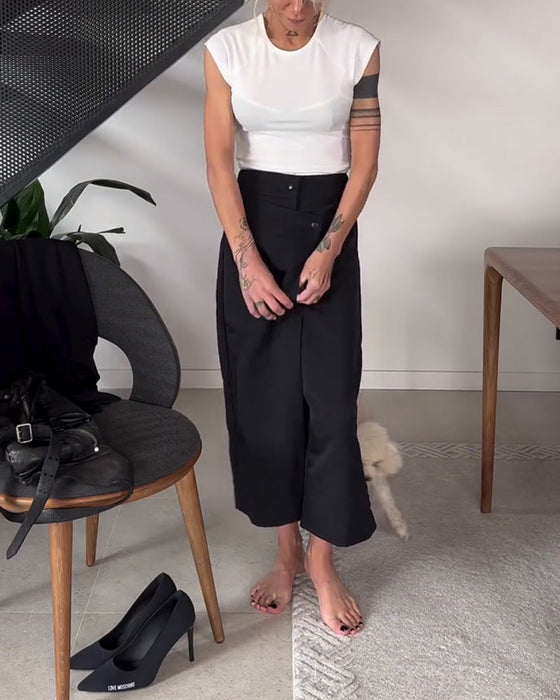 Proste asymetryczne jednokolorowe codzienne spodnie