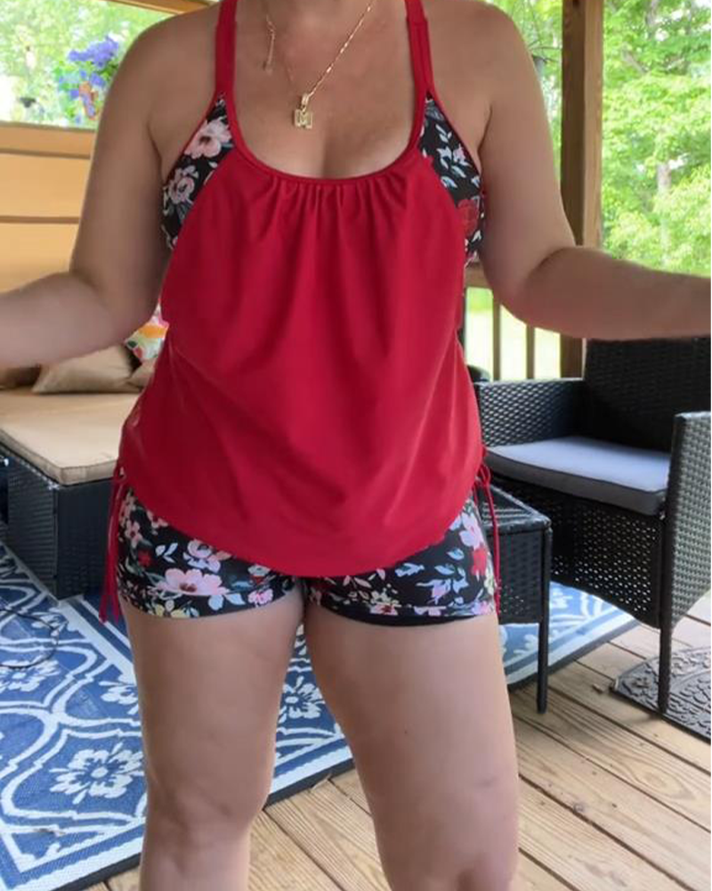 Strój Kąpielowy Drukowany Suspenders Boxer