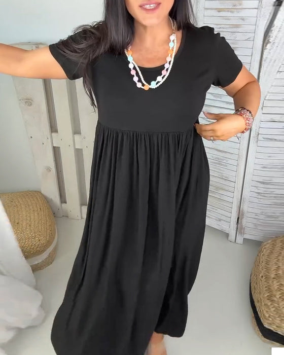 Sukienka Elegancka Gładki Kolor A-Linia