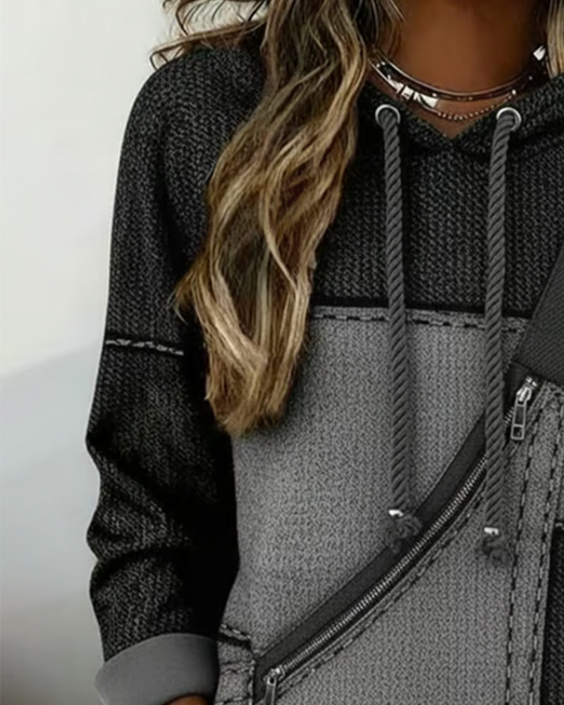 Stylowa Bluza Z Kapturem W Blokach Kolorów