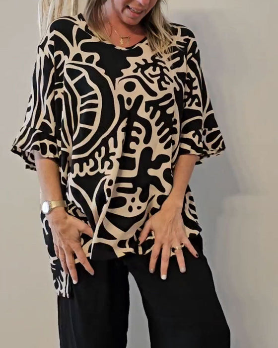 Top Abstrakcyjny Botaniczny Nadruk Luźny