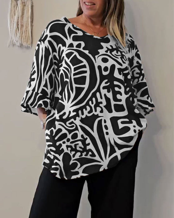 Top Abstrakcyjny Botaniczny Nadruk Luźny