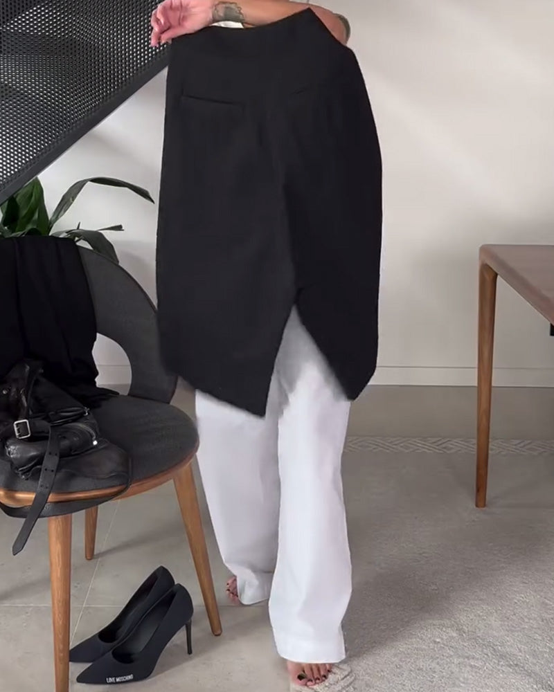 Proste asymetryczne jednokolorowe codzienne spodnie