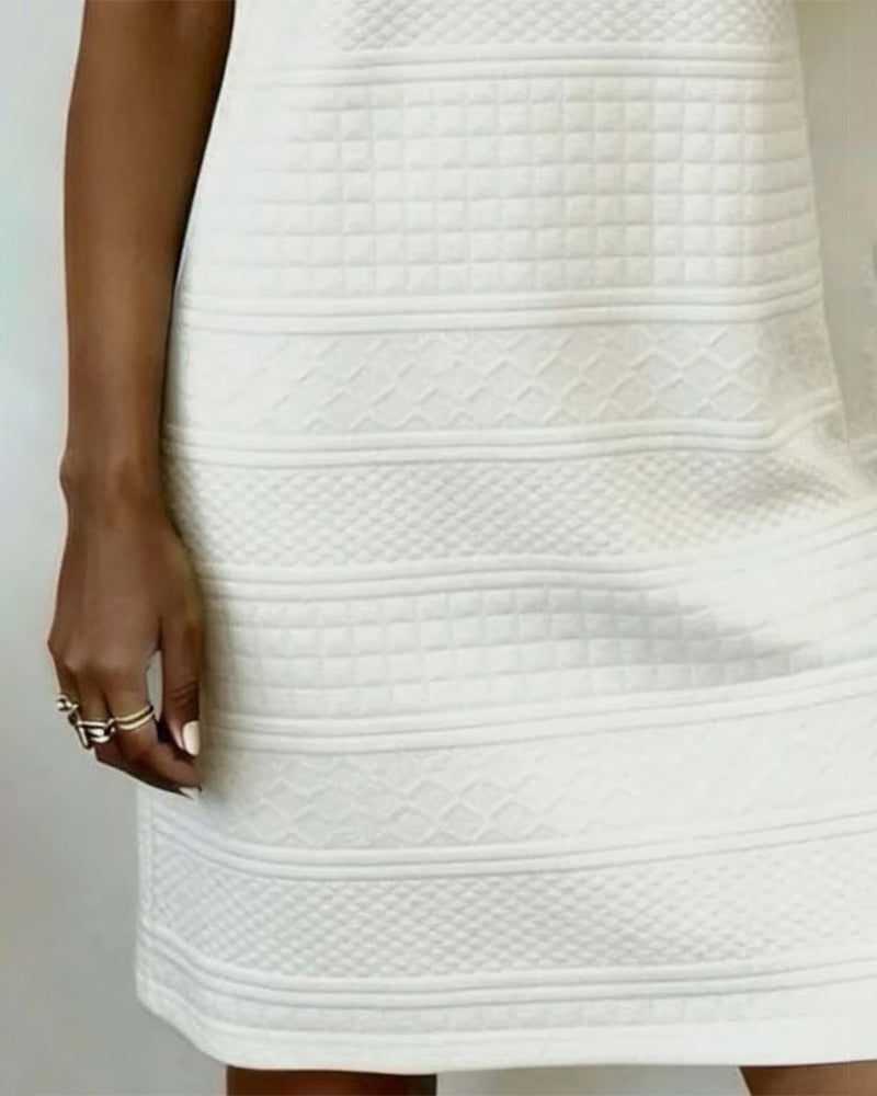 Sukienka Trzy Guzik Jacquard Prosta