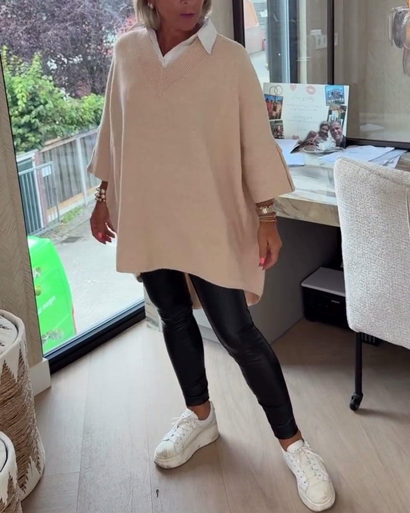 Sweter Z Cechami Dekoltu W Formie V, Przycisków I Asymetrycznej Budowy