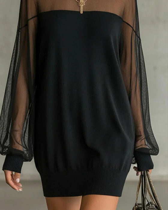 Sukienka Latarenkowy Rękaw Jednokolorowy Patchwork