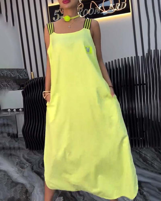 Sukienka Splicowana Zawieszenie Luźna