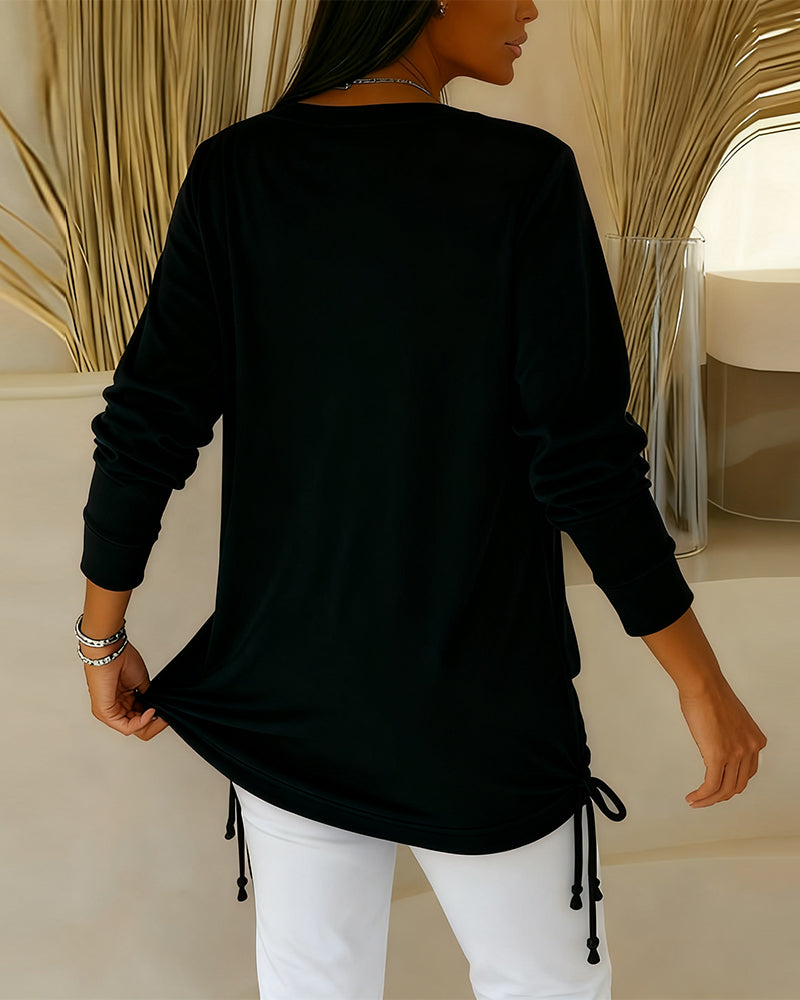 Bluzka Z Cekinami W Kontrastowych Kolorach, Imitacja Dwuczęściowej