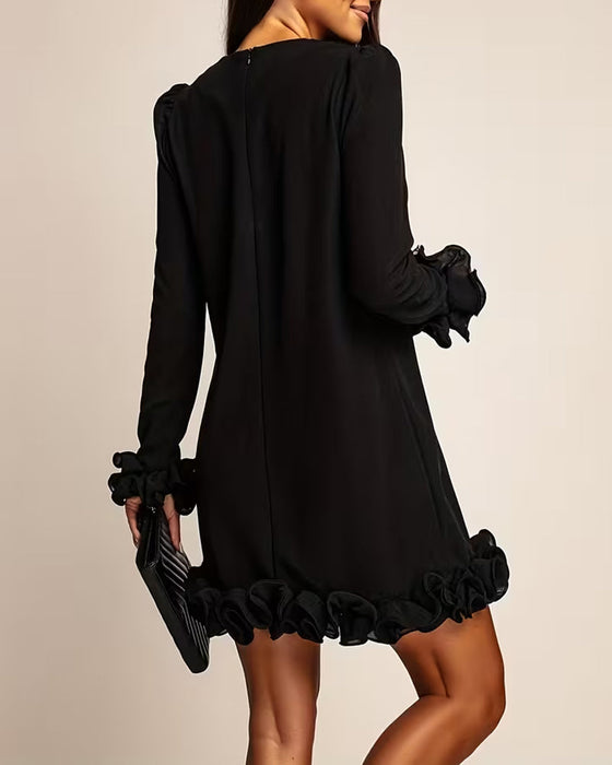 Sukienka Buff Rękaw Prosty Pączek Kwiatowy