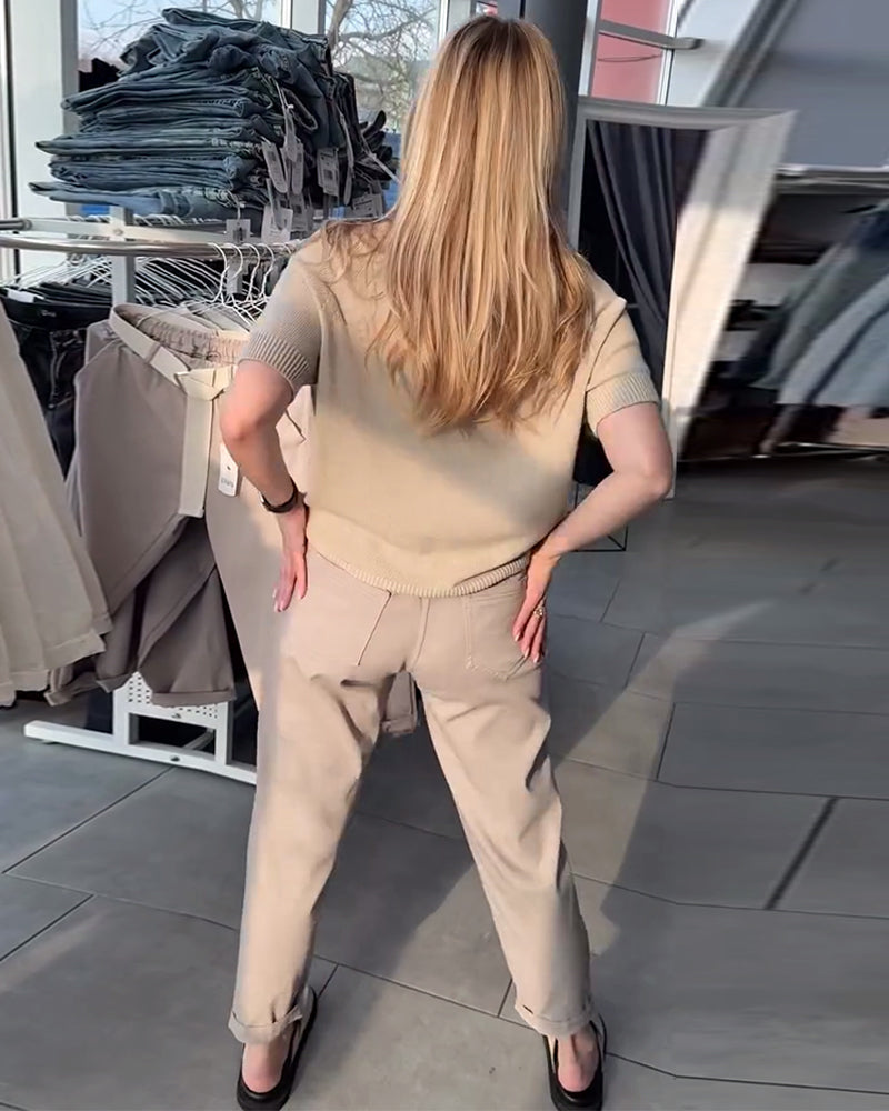 Spodnie Jednokolorowe Casual Proste