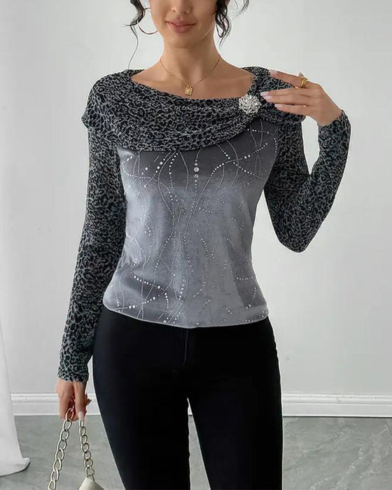 Bluzka Z Długim Rękawem W Panterkę