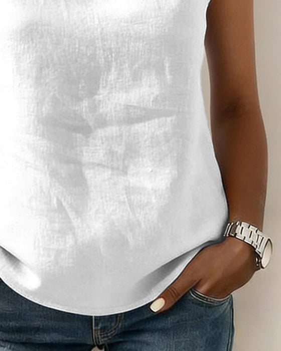 Bluzka Czysta Bawełna Kołnierz Bezrękawna