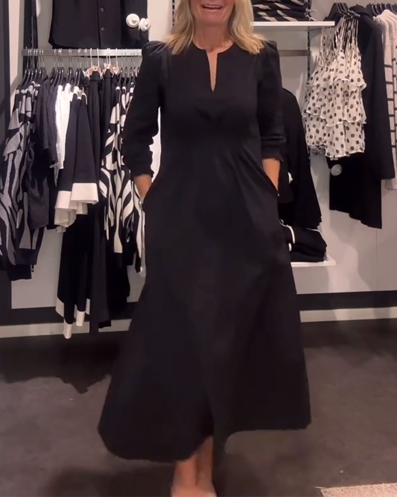 Sukienka W Kształcie Litery A Z Bufkami I Podkreśloną Talią