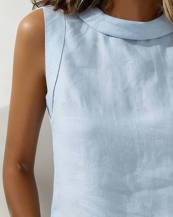 Bluzka Czysta Bawełna Kołnierz Bezrękawna