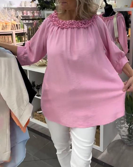 Bluzka Krótki Rękaw Kwiatowa Luźna