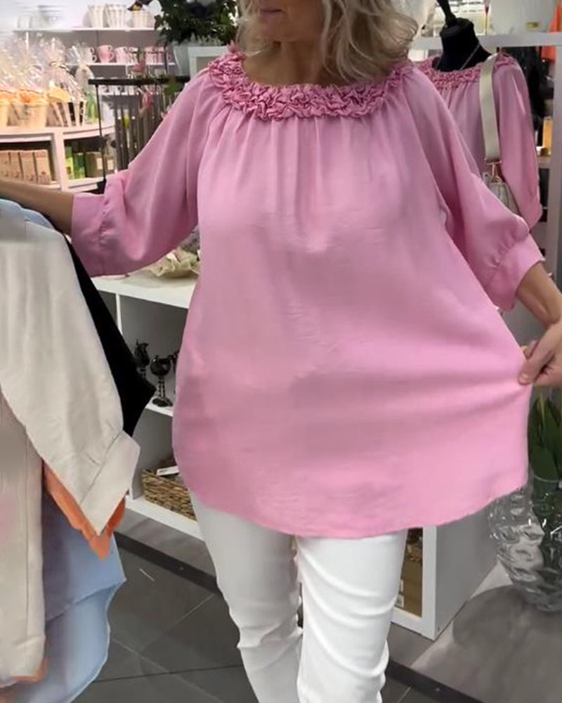 Bluzka Krótki Rękaw Kwiatowa Luźna