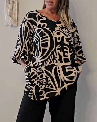 Top Abstrakcyjny Botaniczny Nadruk Luźny