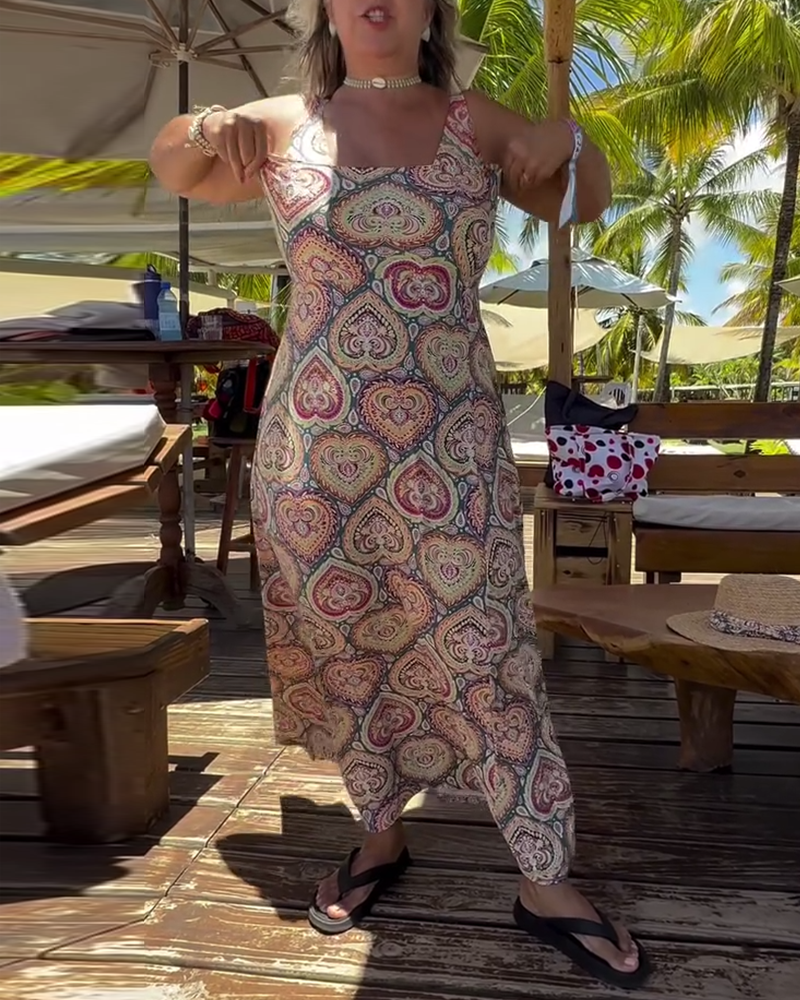 Strój Kąpielowy Bez Ramiączek Wzór Serca Wakacyjny