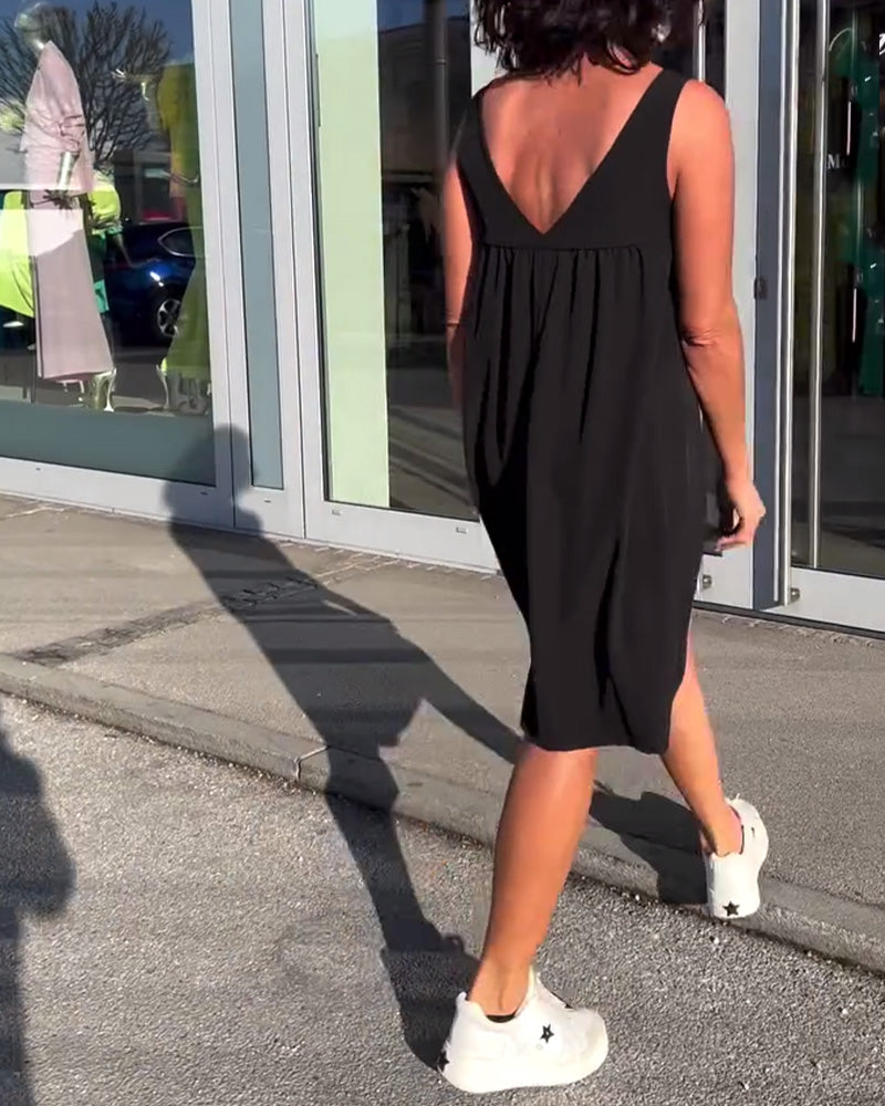 Sukienka Bez Rękawów Jednolita Shift