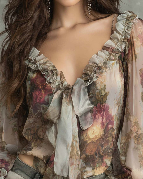 Bluzka Nadruk z Lotosu Elegancka