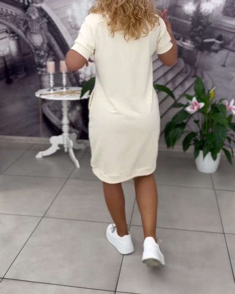 Sukienka Moda Dekolt V Krótki Rękaw