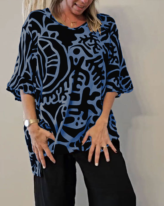 Top Abstrakcyjny Botaniczny Nadruk Luźny