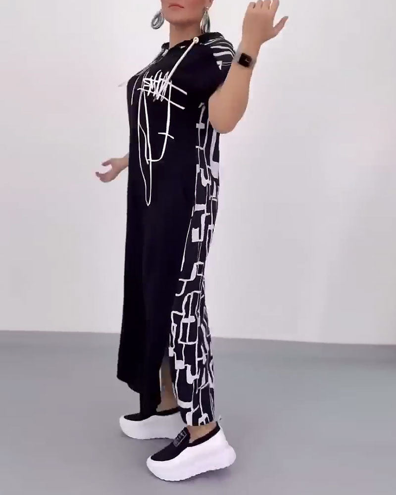 Sukienka Pół-zamek Luźna Kontrastowa