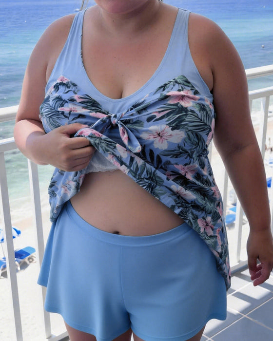 Strój kąpielowy dwuczęściowy, swobodny, z nadrukiem