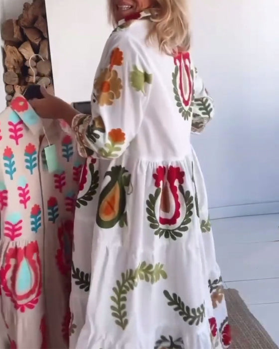 Sukienka Kwiatowy Graficzny Wzór