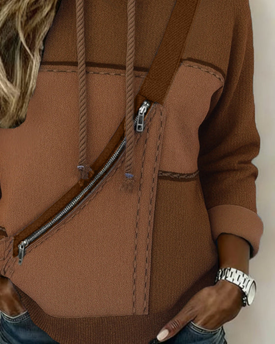 Stylowa Bluza Z Kapturem W Blokach Kolorów