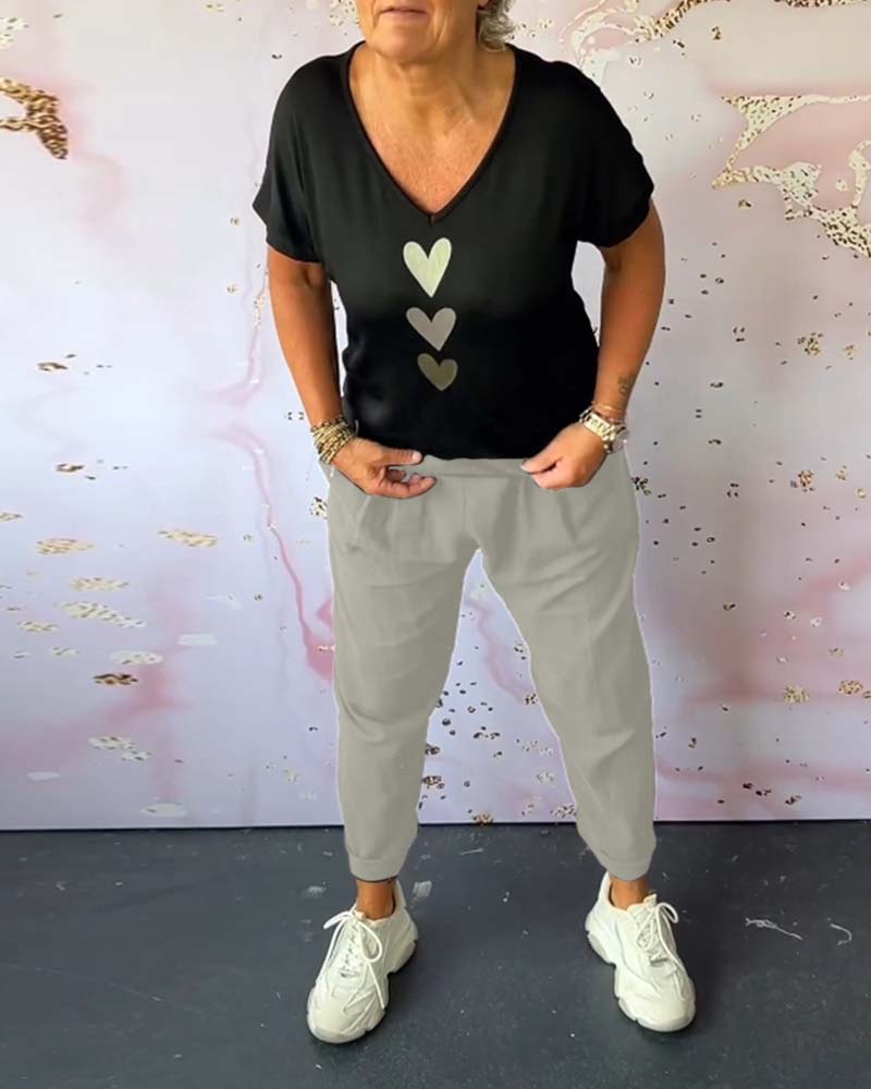 Wygodne codzienne spodnie z kieszeniami w jednolitym kolorze